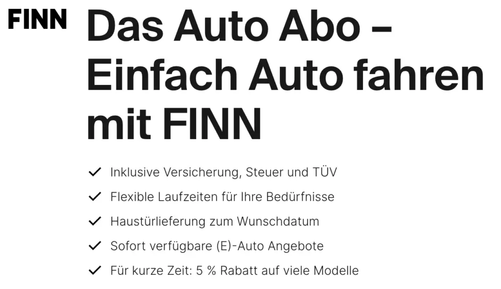 Finn Autoabo Rabatt Gutschein